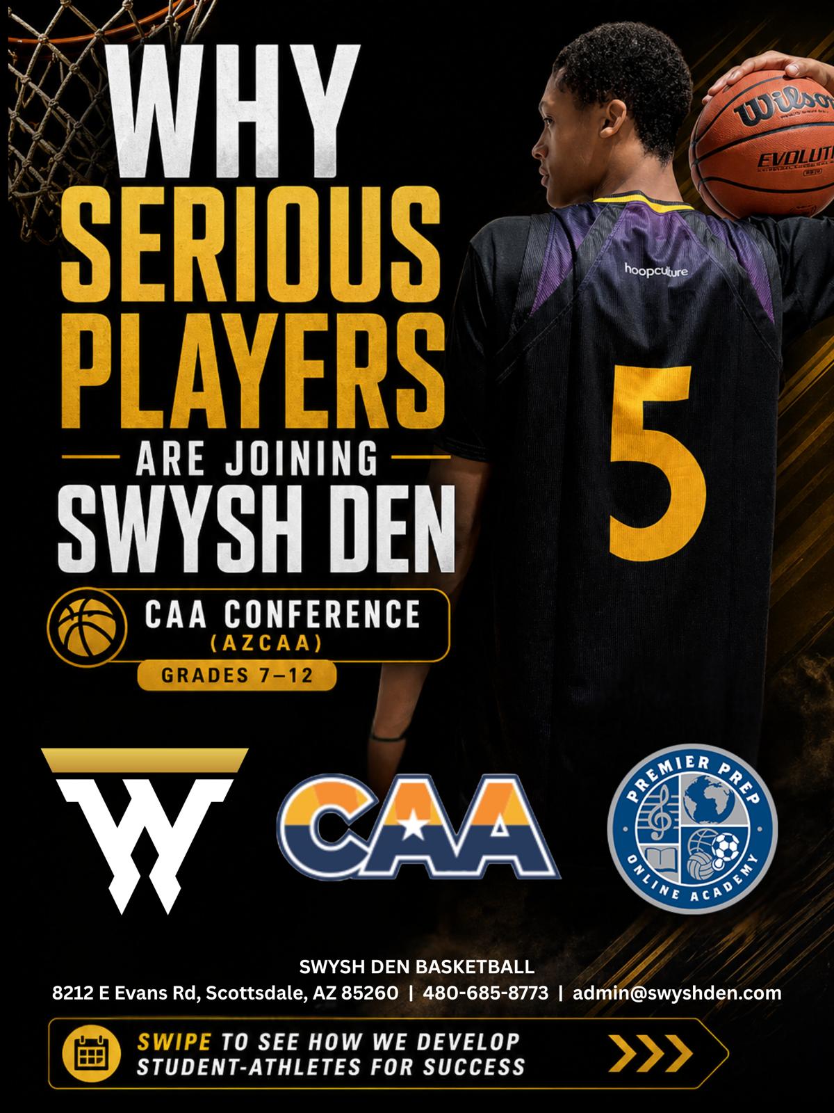 Why serious players are joining Swysh Den: competitive team play in the CAA Conference (AZCAA) for grades 7-12.